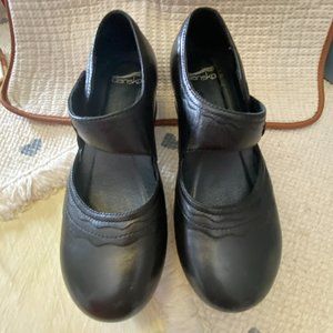 Dansko Black Leather Mules